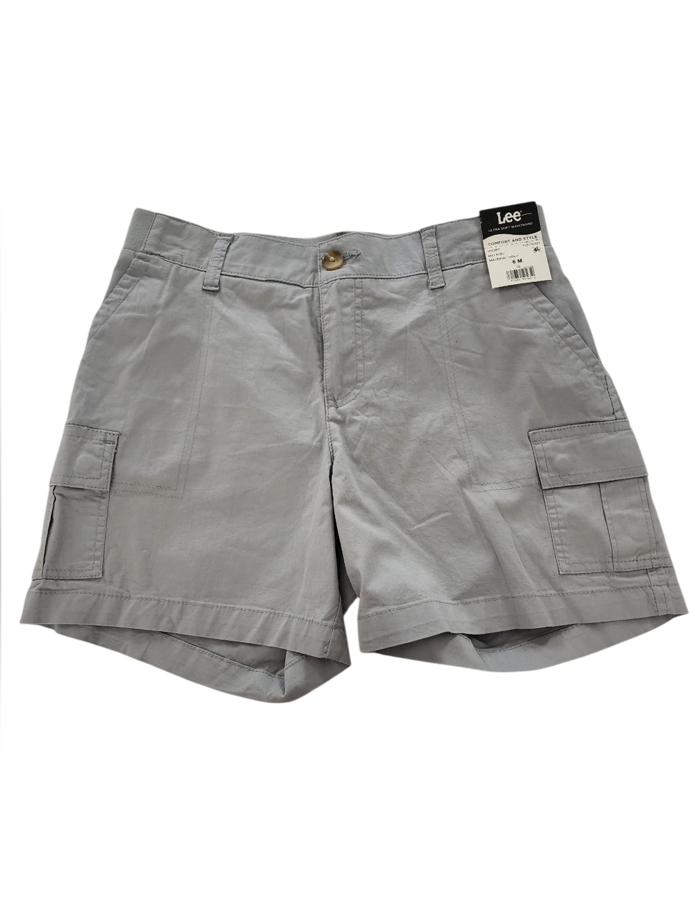 Lee Mid Rise Cargo Shorts NWT Grey Ultra Soft Waistband Size 6M